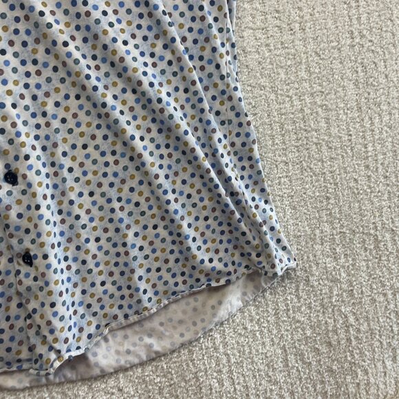 7 Downie St Mens Sz L Short Sleeve Button Up Shirt Multicolor Polka Dots AOP - Picture 5 of 14
